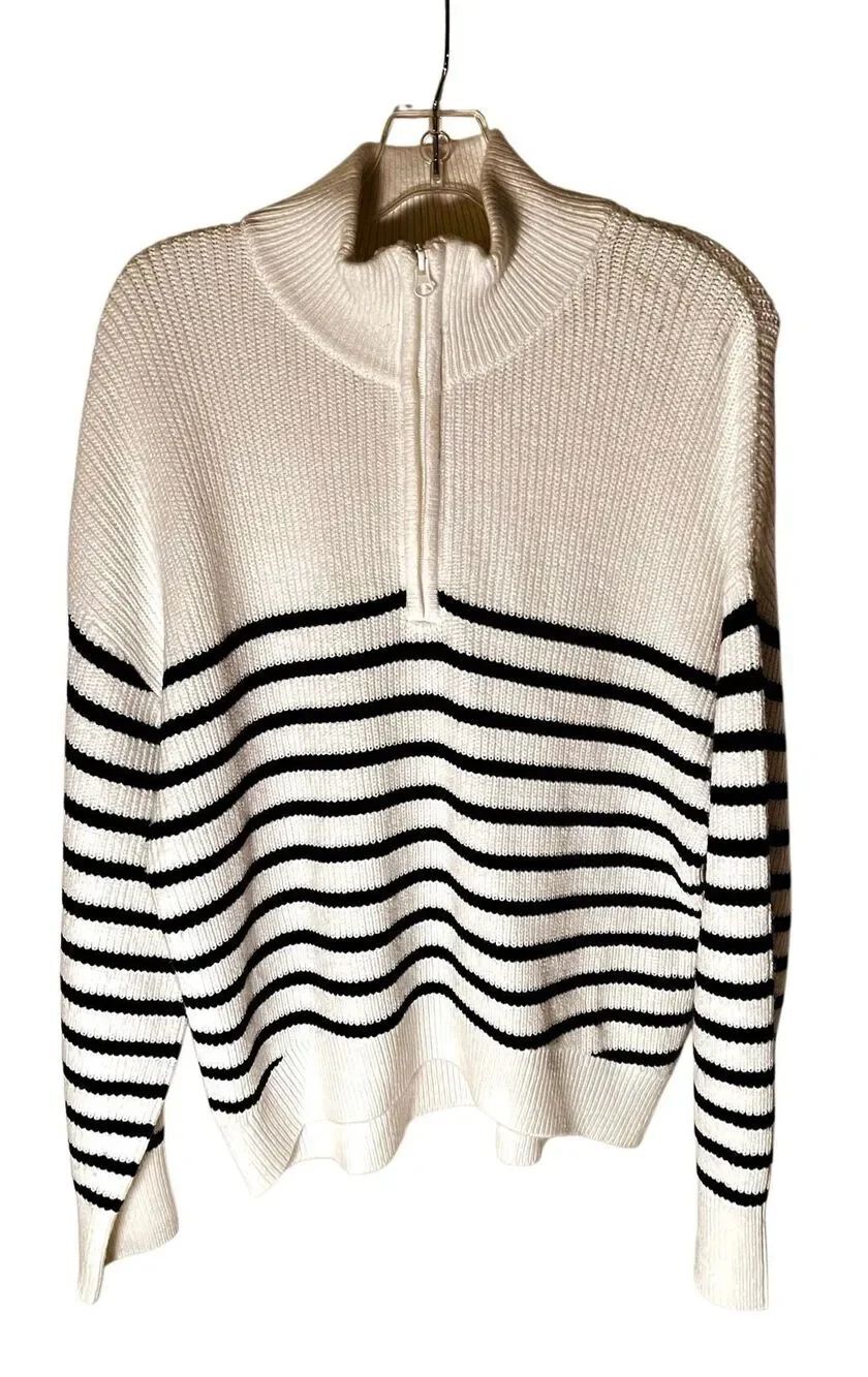 French Connection Stripe Half Zip Sweater Size Medium